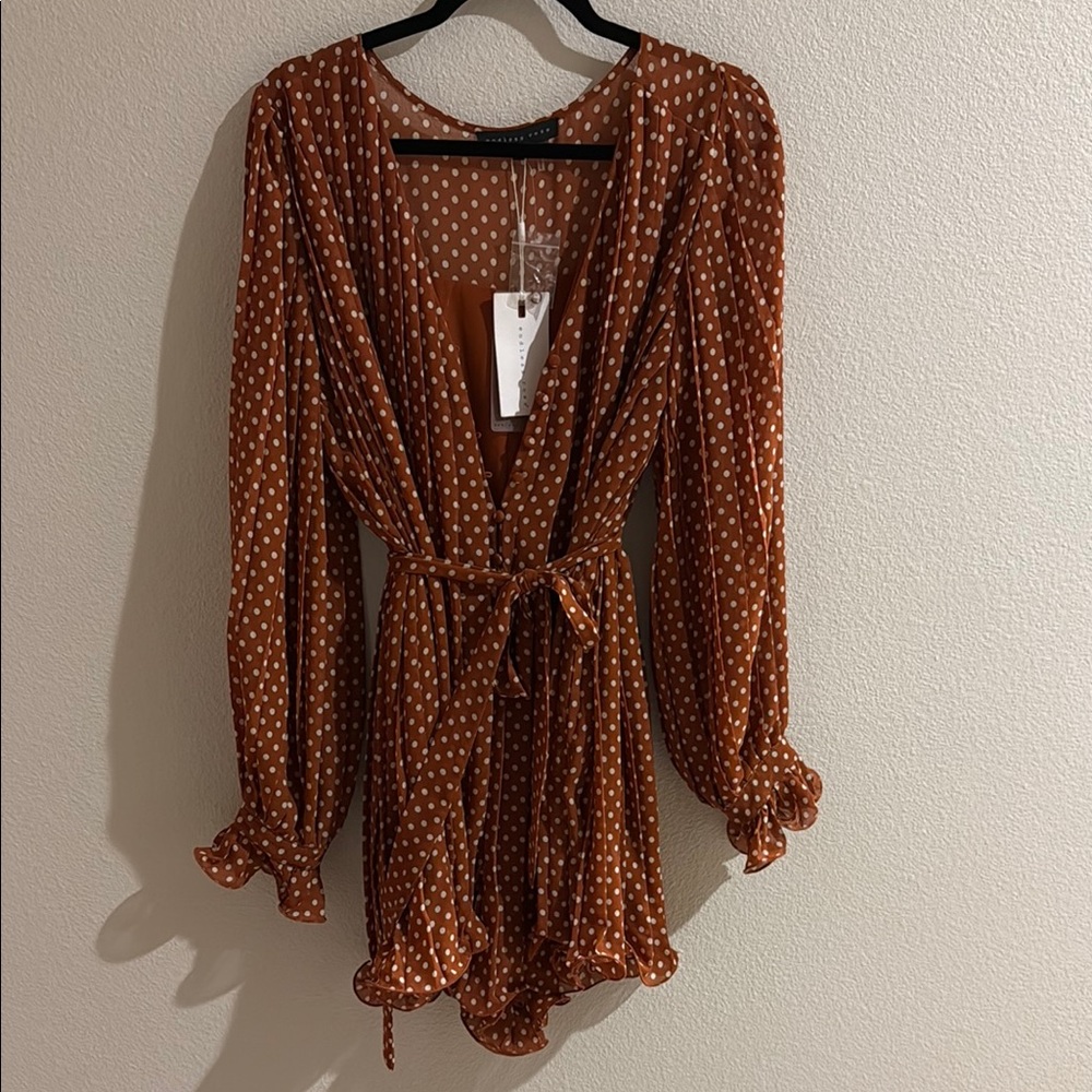 Endless Rose Brown Polka Dot Romper (VICI)